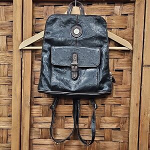 Mouflon Stylish Black Leather Backpack Purse